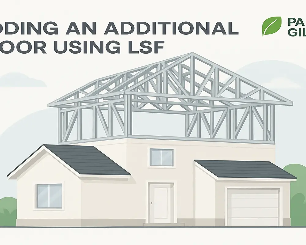 اضافه اشکوب با LSF ساخت طبقه دوم سبک و بدون تقویت پی | سازه LSF | اضافه اشکوب | 