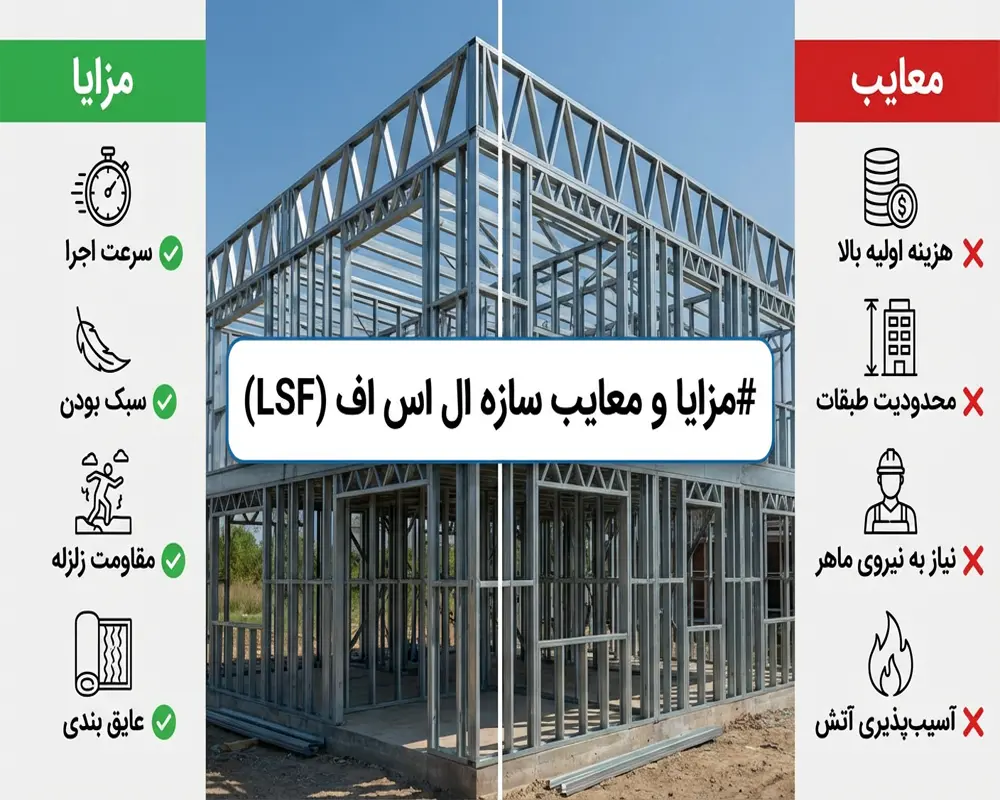 مزایا و معایب سازه ال اس اف (LSF) | مزایای سازه LSF | معایب ال اس اف | پردیس گیلان