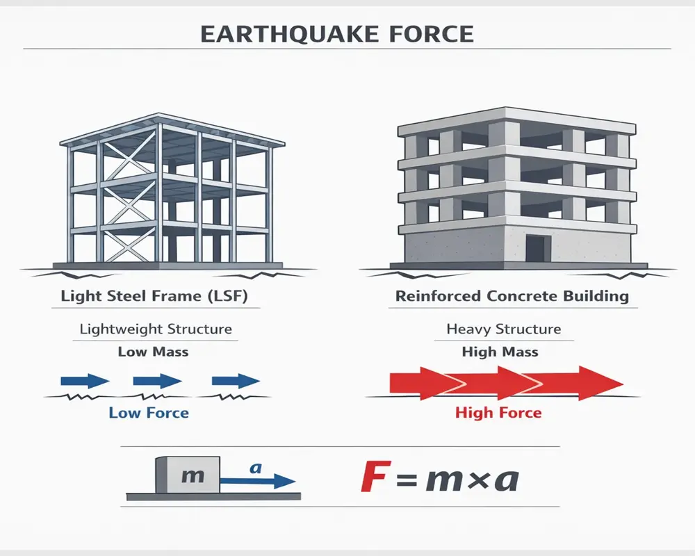 مقاومت سازه LSF در برابر زلزله| چرا وزن کم ایمن‌تر است؟ | استانداردهای آیین‌نامه ۲۸۰۰ و LSF | پردیس گیلان 